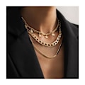 Miniatyrbillede 1 af 5: Punk Lagt Kæde Halskæde Stjerne Slange Knogle Lænke Multilayer Choker Halskæder Lagdeling Papirclips Halskæde Kæde Smykker gold A