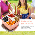 Miniatyrbild 4 av 5: 1,5 L Salladsbehållare Lunchbehållare, BPA-fri, 3 fack, med dressingbehållare, inbyggd återanvändbar sked (rosa)