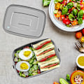Miniatyrbillede 3 af 5: Lækagesikker madkasse, rustfrit stål 1100ML Bento-boks med 2 rum, mad sandwich salat boks opbevaringsbeholder