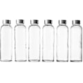 Miniatyrbilde 1 av 5: Klart glassflasker med lokk | Naturlig BPA-fri, miljøvennlig, gjenbrukbar, påfyllbar vannflasker for juicing, 18 oz vannflaske sett med 6