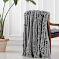 Miniatyrbillede 2 af 4: Dekorativt ekstra blødt fuzzy faux pels tæppe 130*160cm, ensfarvet vendbart shaggy tæppe, hyggeligt fleece tæpper til sofa soveværelse, mørkegrå
