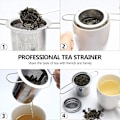 Miniatyrbillede 4 af 4: Te-si af rustfrit stål med fine masker, med foldbart håndtag og låg, til ophængning og brygning af løs te og kaffe