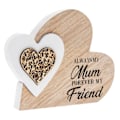 Miniatyrbillede 1 af 5: Plakette | Dobbelt Hjerte Familie | 1 Stykke - 15x2x12 cm, Hvid, Beige