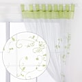 Miniatyrbilde 2 av 4: Blomstrete gjennomsiktige gardiner Voile Broderi Fanede Vinduspaneler for soverom Stuedekorasjon 2 paneler, Grønn, B140cm x H225cm