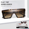 Miniatyrbilde 4 av 4: Oversized firkantede solbriller Mote siamesisk linse stil Flat Top Shield Shades unisex brown