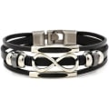 Miniatyrbillede 1 af 4: Punk Alloy Læderarmbånd med Rustfrit Stållås til Mænd, Kvinder (21cm)