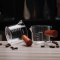 Miniatyrbilde 3 av 5: 1 pakke dobbel tut måle trippel mugge melkekopp med trehåndtak 75ML espressoshots glassdeler klart glass