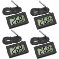 Miniatyrbild 1 av 4: Mini digital LCD-termometer med temperaturgivare sensor testare för kylskåp frys akvarium - (4X svart)