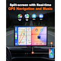 Miniatyrbillede 4 af 5: 9'' Carplay Skærm til Bil med 2.5K Dash Cam, 1080p Bakkamera, Trådløs CarPlay Android Auto Skærm med Mirror Link