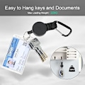 Pikkukuva 3 / 4: Retractable Key Chain, 3 Pc Badge Reel Heavy Duty ID Card Badge Holder Carabiner D Ring Keyring with Wire Rope