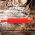 Miniatyrbillede 4 af 5: Rullepind, farverig silikone rullepind restaurant hjemmelavet brød cookie dej rulle værktøj Red