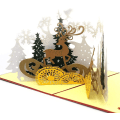 Miniatyrbillede 2 af 3: 3D Julehilsen Pop Up Juletræ Rådyr Hilsen Kort Gave