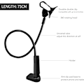 Miniatyrbilde 2 av 5: Svanehals Telefonholder, Sammenleggbar Nettbrett- og Smartphoneholder - 360° Fleksibel Arm, Total Lengde 75cm