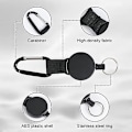 Pikkukuva 2 / 4: Retractable Key Chain, 3 Pc Badge Reel Heavy Duty ID Card Badge Holder Carabiner D Ring Keyring with Wire Rope
