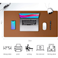 Miniatyrbillede 4 af 5: Læder Skrivebordsunderlag, Skridsikker PU Læder Skrivebordsunderlag, Laptop Skrivebordsunderlag, Vandafvisende Skrivebordsunderlag til Kontor og Hjem Brown 36" x 17"