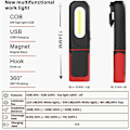 Miniatyrbillede 4 af 5: Genopladelig LED-arbejdslampe, 2 i 1 inspektionslampe med 360 graders rotation og 3W COB LED-lommelygte med krog til bil | Camping osv.