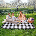 Pikkukuva 2 / 5: 80”x 80” Erittäin suuri piknikviltti, vedenpitävä ja taitettava rantamatto, 3-kerroksinen ulkoviltti 6-8 aikuiselle