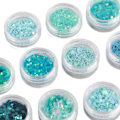 Miniatyrbild 3 av 8: 12 rutnät glitter set handgjorda DIY nagelkonst glitter set dekaler 3D nagelkonst dekorationer blå