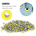 Miniatyrbild 8 av 8: 500 st mässingsöljetter 2 mm innerhål färgglada öljetter kit för kläder skor väska DIY hantverk gul