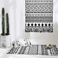 Miniatyrbild 4 av 6: Badrumsmatta med tofs, 2'x3', 100 % vävd svart geometrisk matta Helt vändbar, bomull Maskintvättbar Boho utomhusmatta för kök i sovrummet