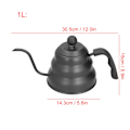 Miniatyrbild 6 av 8: PTFE Rostfritt Stål Tekanna Kaffe Vattenkokare Svanhals Pip Häll Över Kaffetillverkare Droppkokare Svart 1L