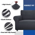 Miniatyrbild 4 av 5: 3-sits soffaöverdrag med armstöd, stretchiga sofföverdrag, universellt sofföverdragsskydd för katter hundar repor, halkfri fåtöljöverdrag, grå