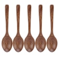 Miniatyrbild 2 av 8: 5 st träskedar Burr Free Robust Hållbar Lätt Värmebeständig Trä Mätssked Set för Gåvor HemBig Crimp Tail Spoon