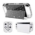 Miniatyrbild 1 av 5: Skyddsfodral för Nintendo Switch OLED, Glitter Dockningsbart Fodral PC Skal med Flip Shell Kompatibelt med för Switch OLED Konsol, Klar
