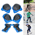 Miniatyrbild 5 av 10: 6 st Barn Skyddsutrustning Skydd Skateboard Handled Armbåge Knäskydd Set (Blå)