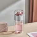 Miniatyrbild 1 av 2: Teinfuserflaska 420 ml Dubbelskiktat Rostfritt Stål Läckagesäkert Glas Vattenflaska för Kontor Resor Hem