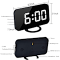 Miniatyrbild 2 av 5: Digital väckarklocka, sängväckarklocka, LED-spegelväckarklocka, 2 USB-laddningsportar, snooze-läge, automatisk ljusstyrkejustering, enkel att ställa in, den
