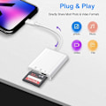 Miniatyrbild 2 av 7: iPhone Kortadapter, Portabel 3-i-1 Dubbelkortläsare, Stöder Tvåvägsöverföring & Höghastighetssynkronisering, Plug and Play för Lightning-enheter