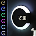 Miniatyrbild 1 av 5: LED-väggklocka, 7 färger kan justeras temperaturdisplay väckarklocka, vardagsrum sovrumsdekorationer