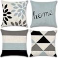 Miniatyrbild 1 av 5: Moderna geometriska kuddfodral i linne för heminredning 16 x 16 tum Set om 4 Hem -