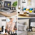 Miniatyrbild 5 av 5: Digital väckarklocka, sängväckarklocka, LED-spegelväckarklocka, 2 USB-laddningsportar, snooze-läge, automatisk ljusstyrkejustering, enkel att ställa in, den
