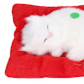Miniatyrbild 4 av 8: Falska katter sovande kattunge docka leksak simulering sovande katt på dyna interaktiv husdjursleksak med ljud aktivt kolHelt vit kattform