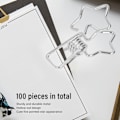Miniatyrbild 8 av 8: 100 stjärnformade klämmor i ihålig design, starka klämmor, små pappersklämmor för dokument, kläder, papper, silver