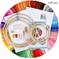 Miniatyrbild 2 av 9: Broderikit, Broderikorsstygnsverktygssats, Broderistartkit inklusive 100 färgade trådar, 5 bambu broderiram