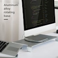 Miniatyrbild 4 av 5: Monitorfot i aluminiumlegering med vridfunktion, 360° roterande datorskärmsställ med halkskydd och matt ytstruktur, idealisk för Mac Studio