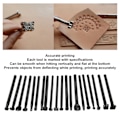 Miniatyrbild 7 av 8: 20 st läderstämplingsverktyg Handcraft exakt tryckning halkmotstånd läderstämpelsats för DIY-hantverk svart