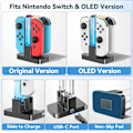 Miniatyrbild 5 av 5: Laddningsstation för Switch, Laddare för Nintendo Switch/OLED, 2H Snabb Laddning för 4 Switch-kontroller, Laddningsdocka med LED-indikator och Kabel