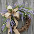 Miniatyrbild 7 av 9: 4 st konstgjorda blommor flockade plast lavendel bunt falska växter Bröllop träns bukett inomhus utomhus hem kök kontor bord mittpunkter
