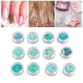 Miniatyrbild 1 av 8: 12 rutnät glitter set handgjorda DIY nagelkonst glitter set dekaler 3D nagelkonst dekorationer blå