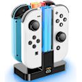 Miniatyrbild 2 av 5: Laddningsstation för Switch, Laddare för Nintendo Switch/OLED, 2H Snabb Laddning för 4 Switch-kontroller, Laddningsdocka med LED-indikator och Kabel