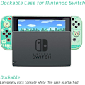 Miniatyrbild 4 av 5: (Switch OLED skyddsfodral - 211 - Animal Crossing klassisk) + (SWITCH + joystick-skydd - en vit med bladgrön bakgrund + en vit med bladblå
