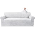 Miniatyrbild 1 av 5: Elastiskt sammetssoffa överdrag sofföverdrag med armstöd 1 del spandex stretch sammet elastiskt sofföverdrag för husdjur (vit, 3 sits)