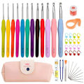 Miniatyrbild 1 av 5: 45-Piece Crochet Kit with Ergonomic Hooks - Multicolor Set
