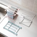 Miniatyrbild 2 av 5: Blå Disktrasehållare 4 Bar Design Fällbar Justerbar Vertikal Diskhandduksställ för Kök Hushåll