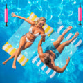 Miniatyrbild 1 av 6: 2 set hängmattes uppblåsbara pool flyter, premium pool loungers, multifunktionell pool hängmatta, övervatten hängmatta lounge