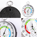 Miniatyrbild 2 av 4: Hygrometertermometer i rostfritt stål för inom- och utomhusbruk, väderbeständig glas anodiserad aluminium inomhus utomhustermometer med lättläst display
